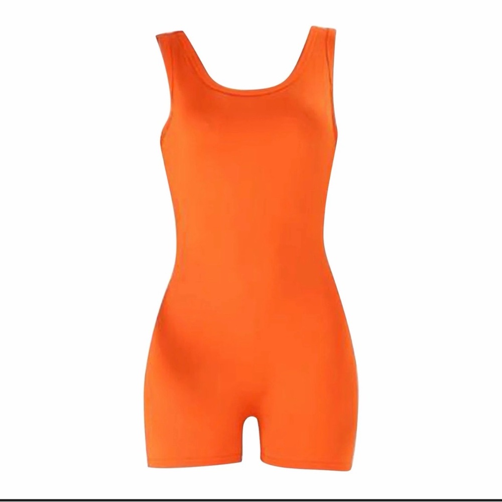Red Fox orange bodycon sleeveless short bodysuit. NWT size S